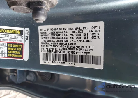 2013 Honda Cr-V Lx z USA, uszkodzony, nr VIN 5J6RM4H39DL065767